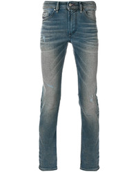 Мужские синие бархатные рваные джинсы от Diesel
