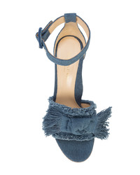 Синие босоножки на каблуке из плотной ткани от Marion Parke