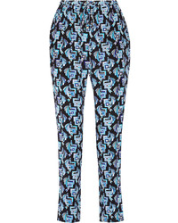 Женские синие брюки-галифе с геометрическим рисунком от Emilio Pucci