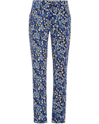 Синие брюки-галифе с цветочным принтом