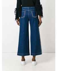 Синие брюки-кюлоты с вышивкой от Stella McCartney