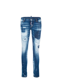Синие вареные джинсы скинни от Dsquared2