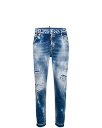Женские синие вареные джинсы от Dsquared2