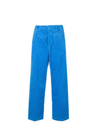 Синие вельветовые широкие брюки