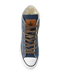 Женские синие высокие кеды из плотной ткани от Converse