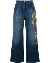 Синие джинсовые брюки-кюлоты от Alberta Ferretti