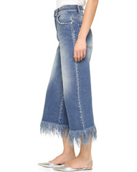 Синие джинсовые брюки-кюлоты от MSGM