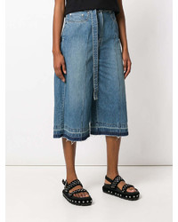 Синие джинсовые брюки-кюлоты от Sacai