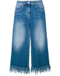 Синие джинсовые брюки-кюлоты от MSGM