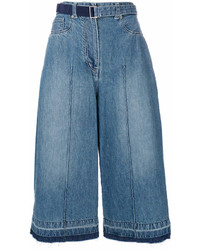 Синие джинсовые брюки-кюлоты от Sacai