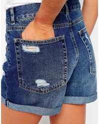 Женские синие джинсовые рваные шорты от Asos
