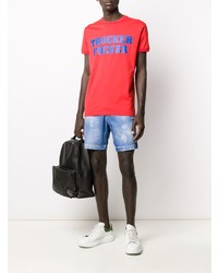 Мужские синие джинсовые рваные шорты от DSQUARED2