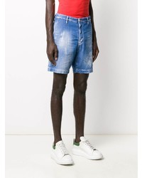 Мужские синие джинсовые рваные шорты от DSQUARED2