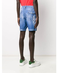 Мужские синие джинсовые рваные шорты от DSQUARED2
