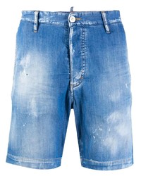 Мужские синие джинсовые рваные шорты от DSQUARED2