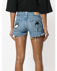 Женские синие джинсовые рваные шорты от Chiara Ferragni