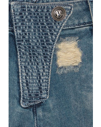 Женские синие джинсовые рваные шорты от Balmain