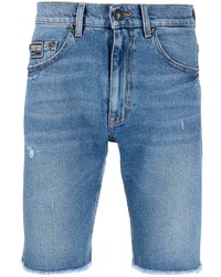 Мужские синие джинсовые рваные шорты от VERSACE JEANS COUTURE
