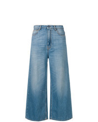 Синие джинсовые широкие брюки