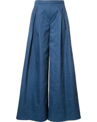 Синие джинсовые широкие брюки от Carolina Herrera