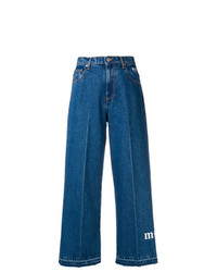 Синие джинсовые широкие брюки от MSGM