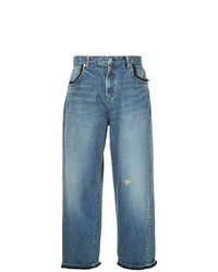 Синие джинсовые широкие брюки от Undercover