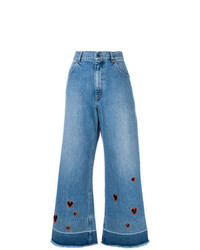 Синие джинсовые широкие брюки от Vivetta