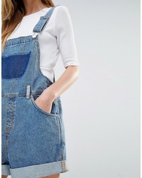 Синие джинсовые шорты-комбинезон от Monki