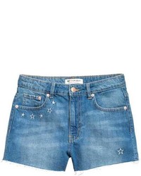 Синие джинсовые шорты с вышивкой