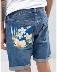 Мужские синие джинсовые шорты с цветочным принтом от Reclaimed Vintage