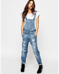 Синие джинсовые штаны-комбинезон от Lee