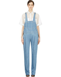 Синие джинсовые штаны-комбинезон от Balmain