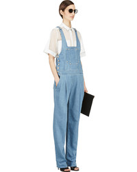 Синие джинсовые штаны-комбинезон от Balmain