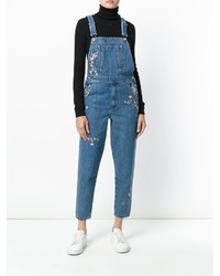 Синие джинсовые штаны-комбинезон от Diesel