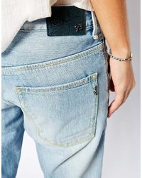Синие джинсы-бойфренды в стиле пэчворк от Pepe Jeans