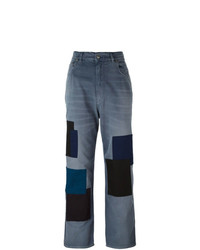 Синие джинсы-бойфренды в стиле пэчворк от Golden Goose Deluxe Brand