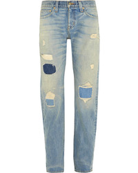 Синие джинсы-бойфренды в стиле пэчворк от J.Crew