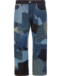 Синие джинсы-бойфренды в стиле пэчворк от Junya Watanabe