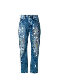 Синие джинсы-бойфренды с принтом от Calvin Klein Jeans