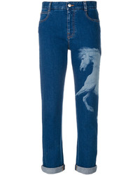 Синие джинсы-бойфренды с принтом от Stella McCartney