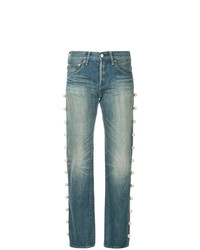 Синие джинсы-бойфренды с украшением от Tu Es Mon Trésor