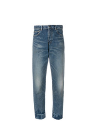 Синие джинсы-бойфренды от Saint Laurent
