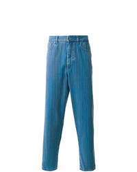 Синие джинсы в вертикальную полоску