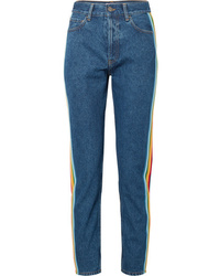 Женские синие джинсы в вертикальную полоску от Palm Angels