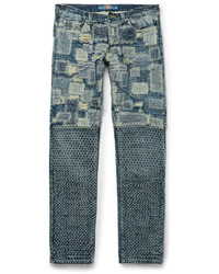 Мужские синие джинсы в стиле пэчворк от Blackmeans