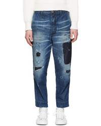 Мужские синие джинсы в стиле пэчворк от Diesel