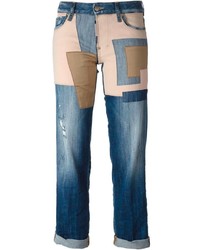 Женские синие джинсы в стиле пэчворк от DSquared