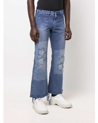 Мужские синие джинсы в стиле пэчворк от ERL