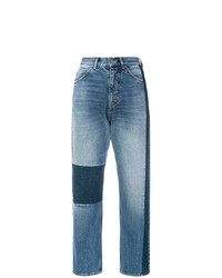 Женские синие джинсы в стиле пэчворк от Golden Goose Deluxe Brand