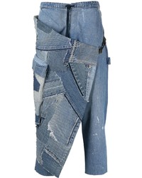 Мужские синие джинсы в стиле пэчворк от Greg Lauren